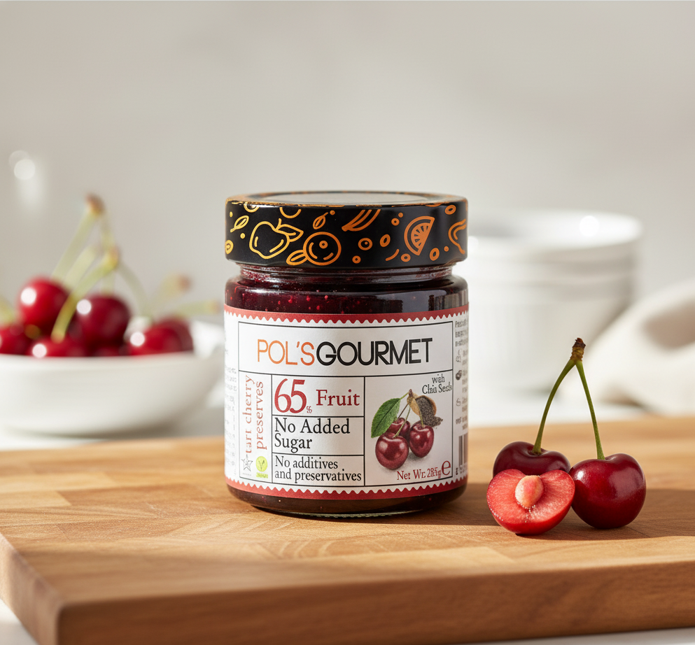 Dulceață de vișine fără zahăr cu semințe de chia